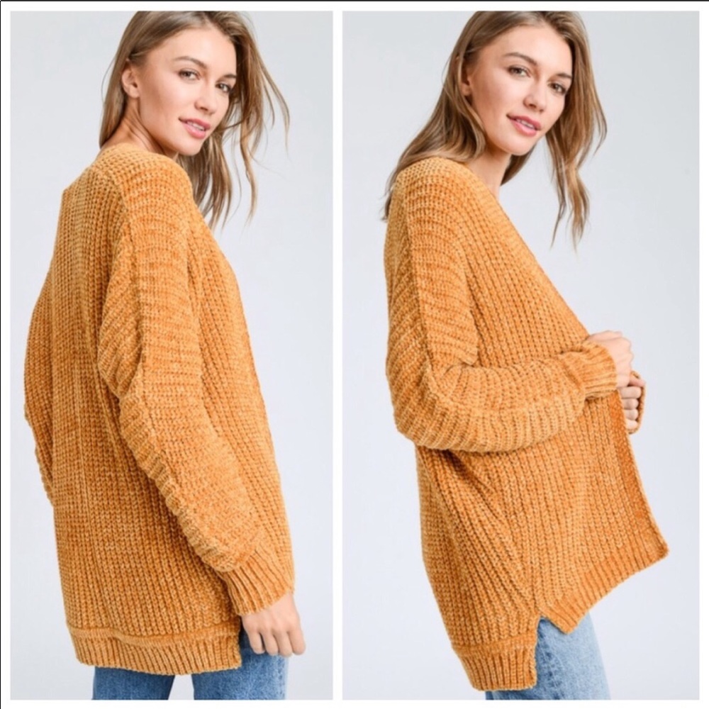 ⚡️Mustard Chenille Cardigan - Picture 3 of 5